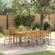 vidaXL Trädgårdsmöbelset 9 pcs Grå Poly rattan