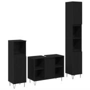 vidaXL Möbelset för badrummet med dörr 3 pcs Svart Ek 30 x 30 x 180 cm