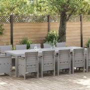 vidaXL Trädgårdsmöbelset med kudde 13 pcs Ljusgrå Poly rattan