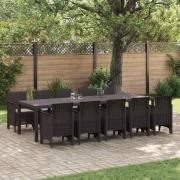 vidaXL Trädgårdsmöbelset med kudde 11 pcs Brun och Taupe Poly rattan