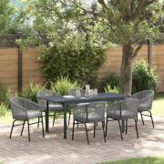 vidaXL Trädgårdsmöbelset 7 pcs Grå Poly rattan
