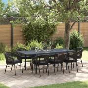 vidaXL Trädgårdsmöbelset 9 pcs Svart Poly rattan
