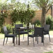 vidaXL Trädgårdsmöbelset 5 pcs Svart Poly rattan