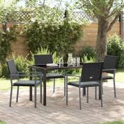 vidaXL Trädgårdsmöbelset 5 pcs Svart Poly rattan