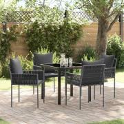 vidaXL Trädgårdsmöbelset 5 pcs Svart Poly rattan