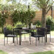 vidaXL Trädgårdsmöbelset 5 pcs Svart Poly rattan