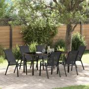 vidaXL Trädgårdsmöbelset 7 pcs Svart Textilene och stål