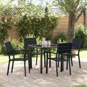 vidaXL Trädgårdsmöbelset 5 pcs Svart HDPE