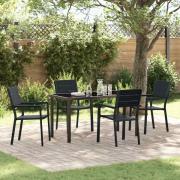 vidaXL Trädgårdsmöbelset 5 pcs Svart Pulverlackerat stål
