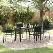 vidaXL Trädgårdsmöbelset 5 pcs Svart Poly rattan