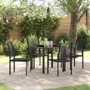 vidaXL Trädgårdsmöbelset 5 pcs Svart PVC-rattan