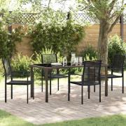 vidaXL Trädgårdsmöbelset 5 pcs Svart PVC-rattan