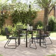 vidaXL Trädgårdsmöbelset 5 pcs Svart PVC-rattan