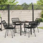 vidaXL Trädgårdsmöbelset 5 pcs Svart Poly rattan
