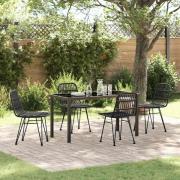 vidaXL Trädgårdsmöbelset 5 pcs Svart Poly rattan