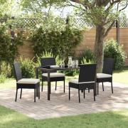 vidaXL Trädgårdsmöbelset 5 pcs Svart Poly rattan