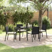 vidaXL Trädgårdsmöbelset 5 pcs Svart Poly rattan
