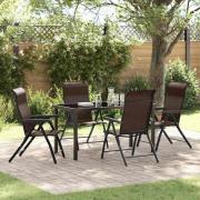 vidaXL Trädgårdsmöbelset Höjdjusterbar 5 pcs Brun Poly rattan