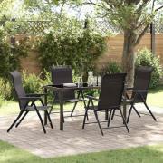 vidaXL Trädgårdsmöbelset Höjdjusterbar 5 pcs Svart kaffe Poly rattan