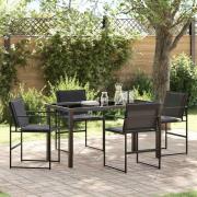 vidaXL Trädgårdsmöbelset 5 pcs Svart 140 x 70 x 73 cm