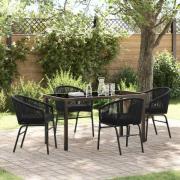 vidaXL Trädgårdsmöbelset 5 pcs Svart Poly rattan