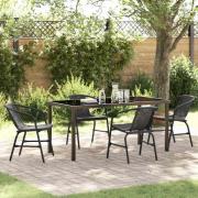 vidaXL Trädgårdsmöbelset 5 pcs Svart Poly rattan