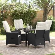 vidaXL Trädgårdsmöbelset med kudde 5 pcs Svart Poly rattan