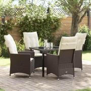 vidaXL Trädgårdsmöbelset med kudde 5 pcs Brun Poly rattan