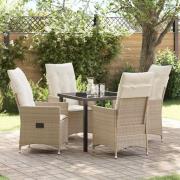 vidaXL Trädgårdsmöbelset med kudde 5 pcs Beige Poly rattan