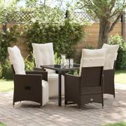 vidaXL Trädgårdsmöbelset med kudde 5 pcs Brun Poly rattan