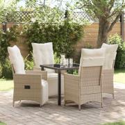 vidaXL Trädgårdsmöbelset med kudde 5 pcs Beige Poly rattan