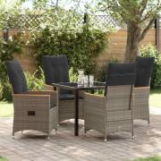 vidaXL Trädgårdsmöbelset med kudde 5 pcs Grå Poly rattan