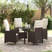 vidaXL Trädgårdsmöbelset med kudde 5 pcs Brun Poly rattan