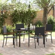 vidaXL Trädgårdsmöbelset 5 pcs Svart Poly rattan