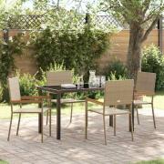 vidaXL Trädgårdsmöbelset 5 pcs Beige Poly rattan