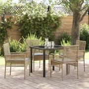 vidaXL Trädgårdsmöbelset med kudde 5 pcs Beige Poly rattan