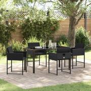 vidaXL Trädgårdsmöbelset med kudde 5 pcs Svart Poly rattan