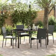 vidaXL Trädgårdsmöbelset med kudde 5 pcs Svart Poly rattan