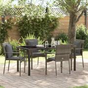 vidaXL Trädgårdsmöbelset med kudde 5 pcs Grå Poly rattan