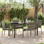 vidaXL Trädgårdsmöbelset med kudde 5 pcs Grå Poly rattan
