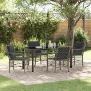 vidaXL Trädgårdsmöbelset med kudde 5 pcs Grå Poly rattan