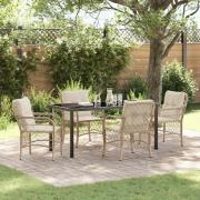 vidaXL Trädgårdsmöbelset med kudde 5 pcs Beige Poly rattan