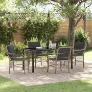 vidaXL Trädgårdsmöbelset med kudde 5 pcs Ljusgrå Poly rattan