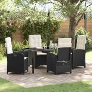 vidaXL Trädgårdsmöbelset 5 pcs Svart konstrotting