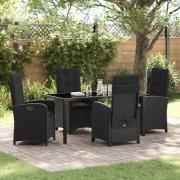 vidaXL Trädgårdsmöbelset 5 pcs Svart konstrotting