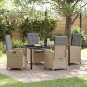 vidaXL Trädgårdsmöbelset 5 pcs Beige konstrotting