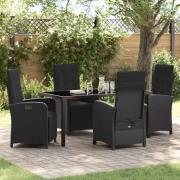 vidaXL Trädgårdsmöbelset 5 pcs Svart konstrotting