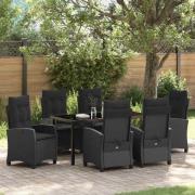 vidaXL Trädgårdsmöbelset 7 pcs Svart konstrotting