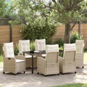 vidaXL Trädgårdsmöbelset 7 pcs Beige konstrotting