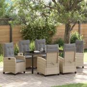 vidaXL Trädgårdsmöbelset 7 pcs Beige konstrotting